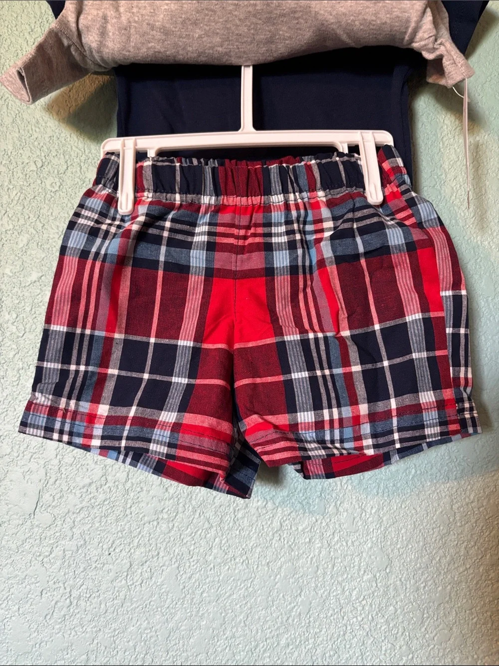 🆕 Carter's 3 Piece Navy 'Hi Five Me!' Baby Shorts and Shirts Set, 9 mos - NWT